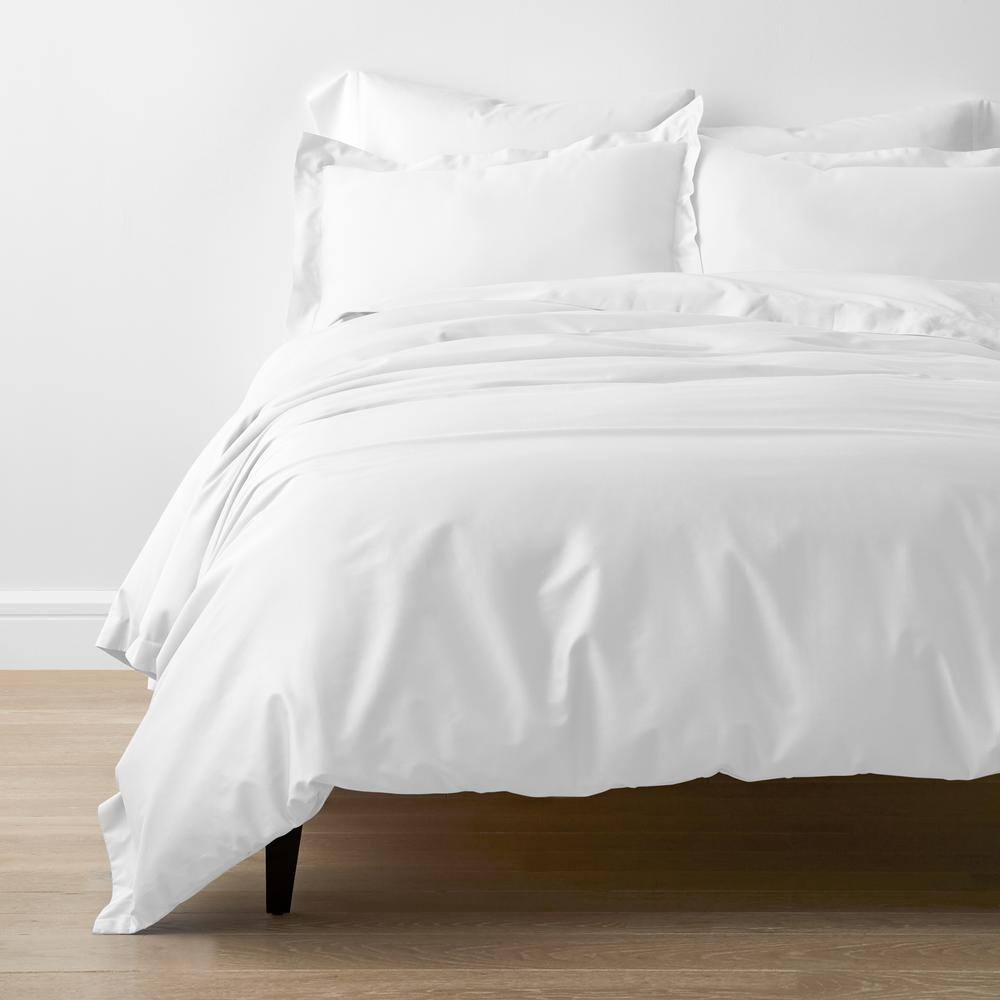 The Company Store  White Solid Rayon Made From Bamboo Cotton Sateen Queen Duvet Cover - Queen/White