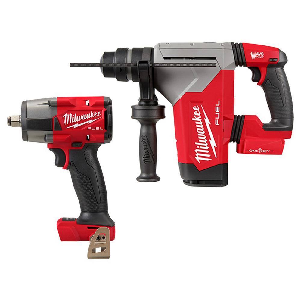 Milwaukee 2915-20-2962-20 M18 FUEL 18V Lithium-Ion Brushless Cordless 1-1/8 in. SDS-Plus Rotary Hammer with 1/2 in. Impact Wrench