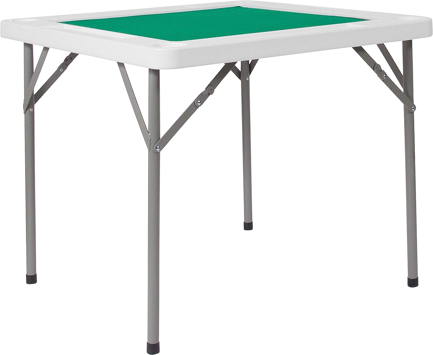Flash Furniture Silas 34.5″ Square 4-Player Folding Card Game Table with Green Playing Surface and Cup Holders. Granite White