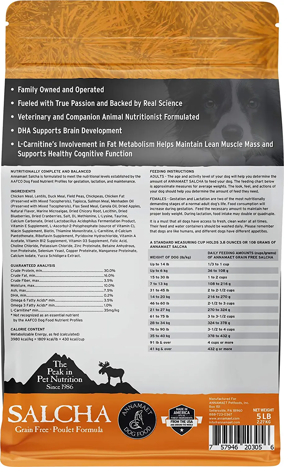 Annamaet Grain-Free Salcha Poulet Formula Dry Dog Food (Chicken & Duck) 5-lb Bag