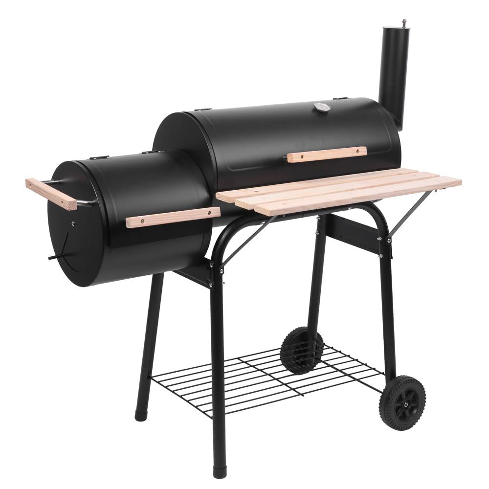 Zimtown BBQ Charcoal Grill Outdoor Barbecue Pit with Offset Smoker Patio Backyard Black
