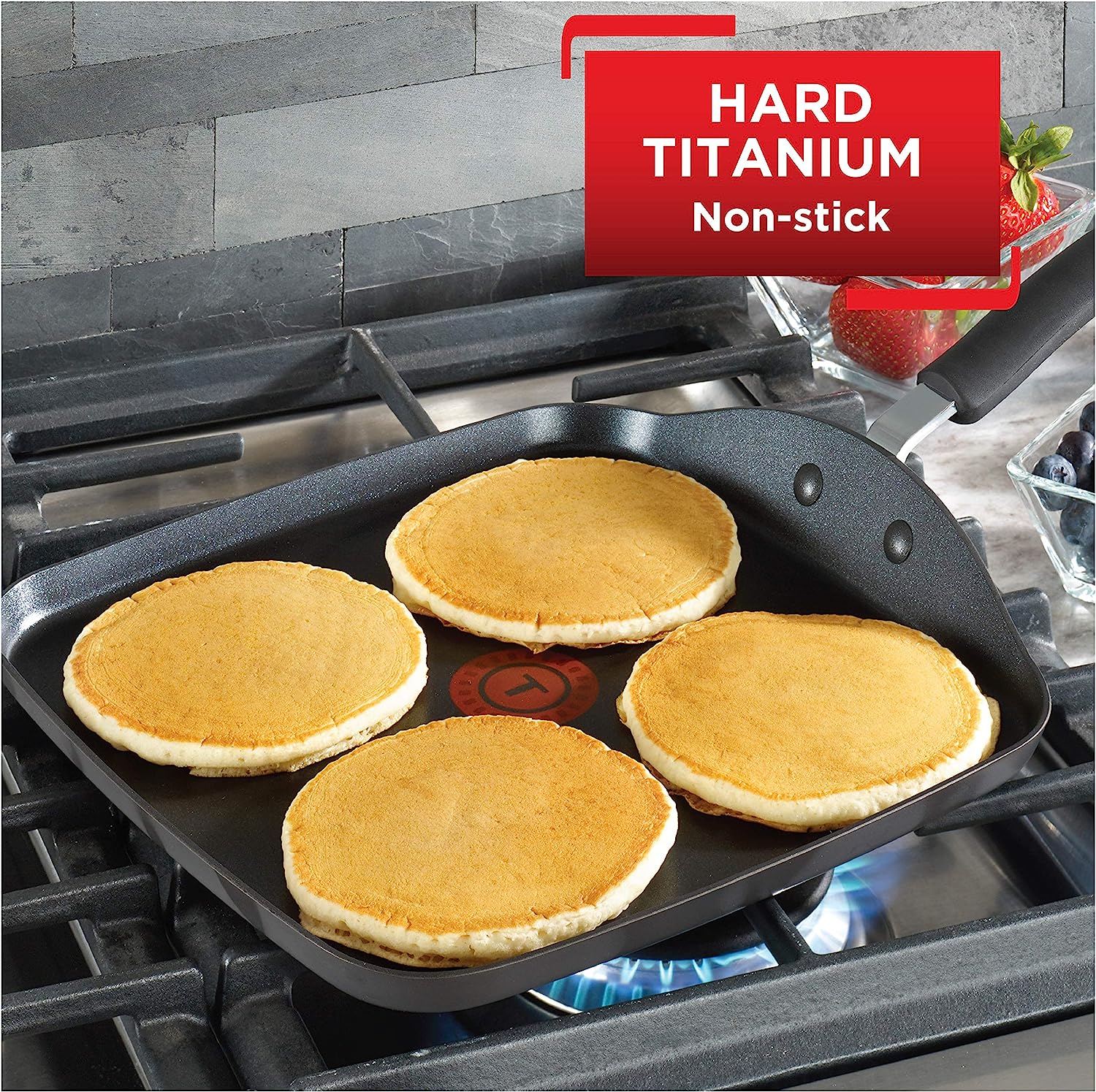 T-fal Ultimate Hard Anodized. Nonstick 10.25 In. Square Griddle. Black. 10.25 Inch. Grey