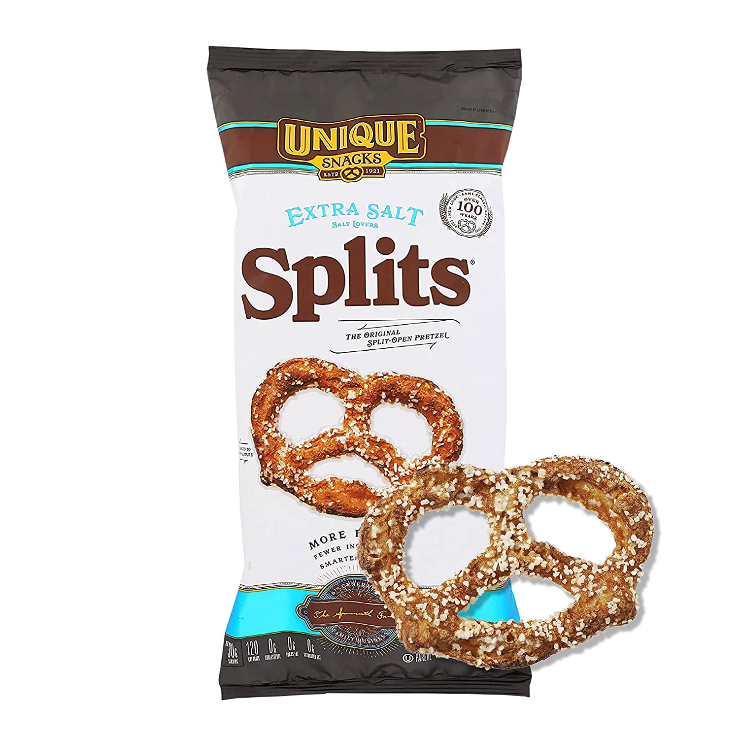 Unique Snacks Extra Salt Splits Pretzels. Delicious Homestyle Baked. Certified OU Kosher and Non-GMO. No Artificial Flavor. 11 Oz Bags (Pack of 12)