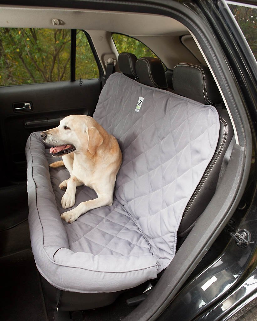 3 Dog Pet Supply Quilted Car Back Seat Protector with Bolster. Grey