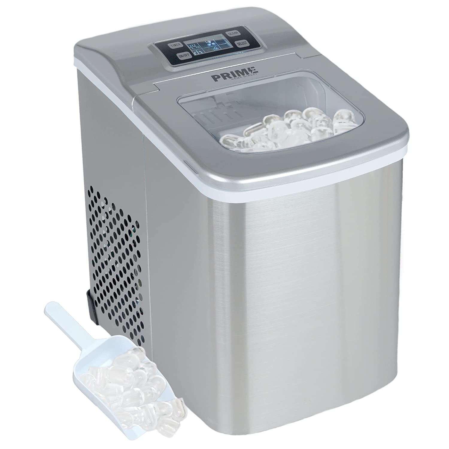 Prime Home Direct R-134A Ice Makers Countertop - Portable Ice Maker - Self-Cleaning Ice Maker - Makes Ice in 6 Minutes. 26 Lbs in 24 Hrs - Ice Machine with Scoop and Basket - Nugget Ice Maker