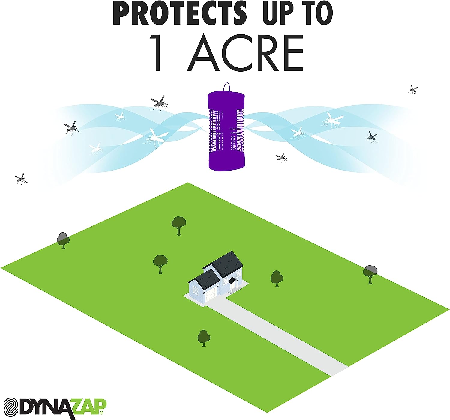 DynaZap DZ30200SR Outdoor Electronic Bug Zapper and Flying Insect Killer - All Weather Electric Mosquito Zapper Protects up to 1 Acre