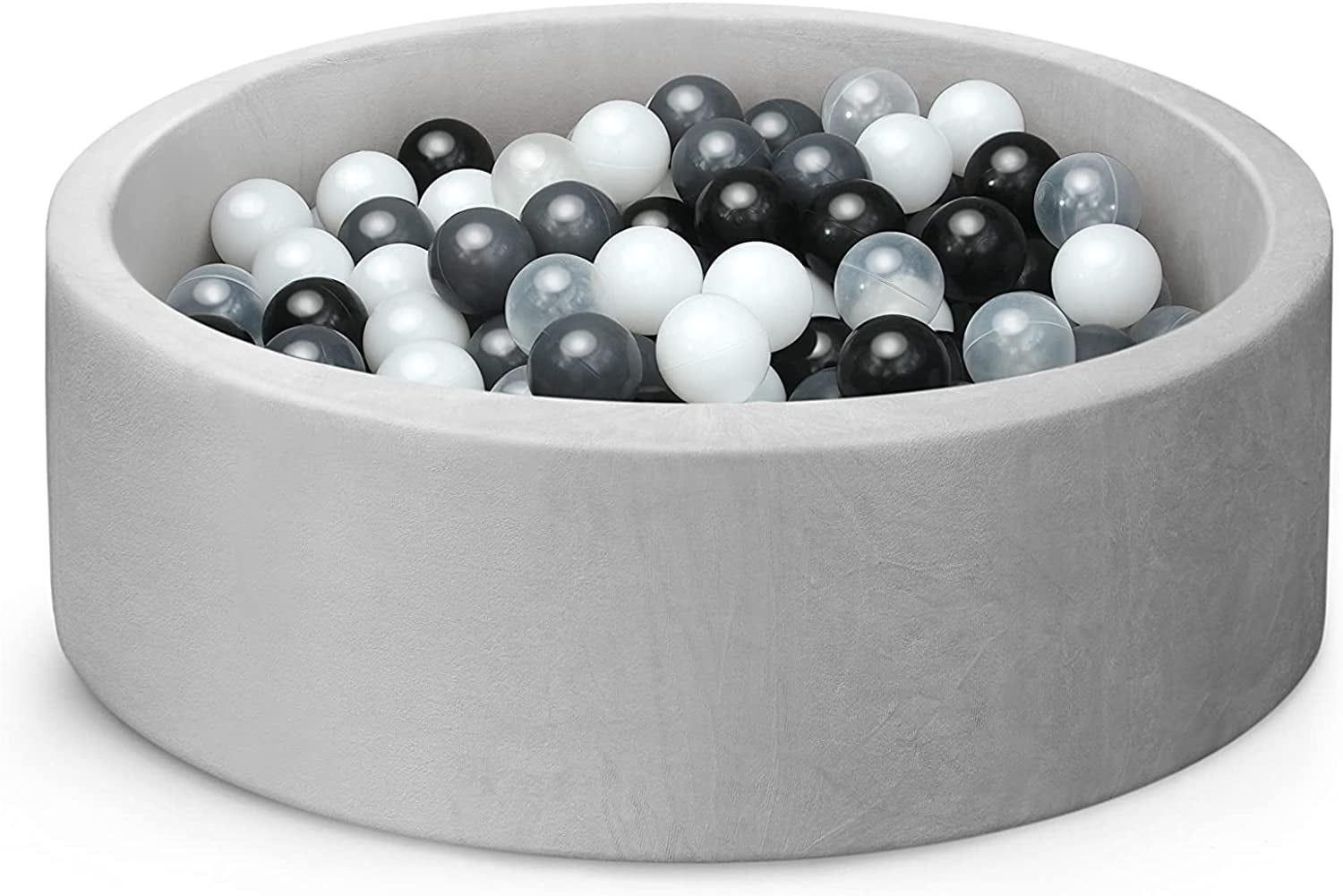 Gray Ball Pit. ∅ 2.75in 200 Balls Included. Memory Foam Ball Pits for Toddlers Soft Children Round Playpen 35 x 12 inch .Gray ball