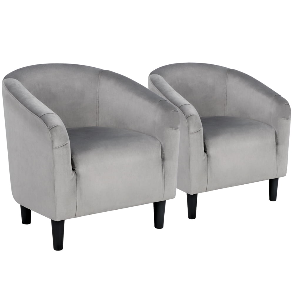 Easyfashion Tub Chair. Set of 2. Gray Velvet