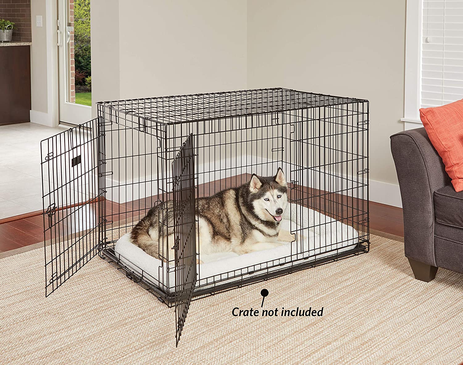 MidWest Quiet Time Fleece Dog Crate Mat. White Fleece. 48″L x 30″W x 3.6″Th