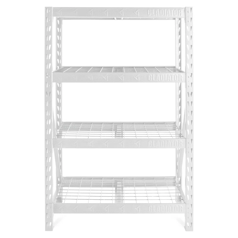 Gladiator GARS484TKW White 4-Tier Heavy Duty Steel Garage Storage Shelving Unit (48 in. W x 72 in. H x 18 in. D)