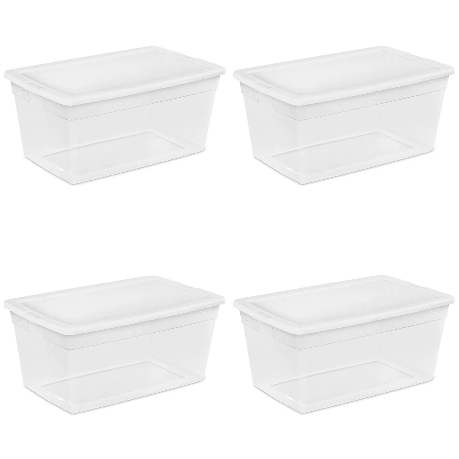 Sterilite 90-Quart Storage Box with Clear Base and White Lid (4 Pack)