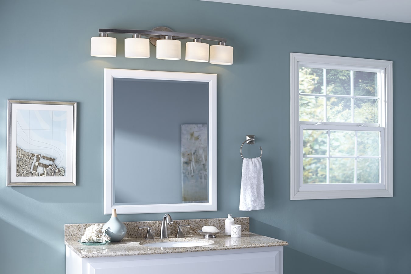 allen + roth Merington 37.5-in 5-Light Brushed Nickel Transitional Vanity Light