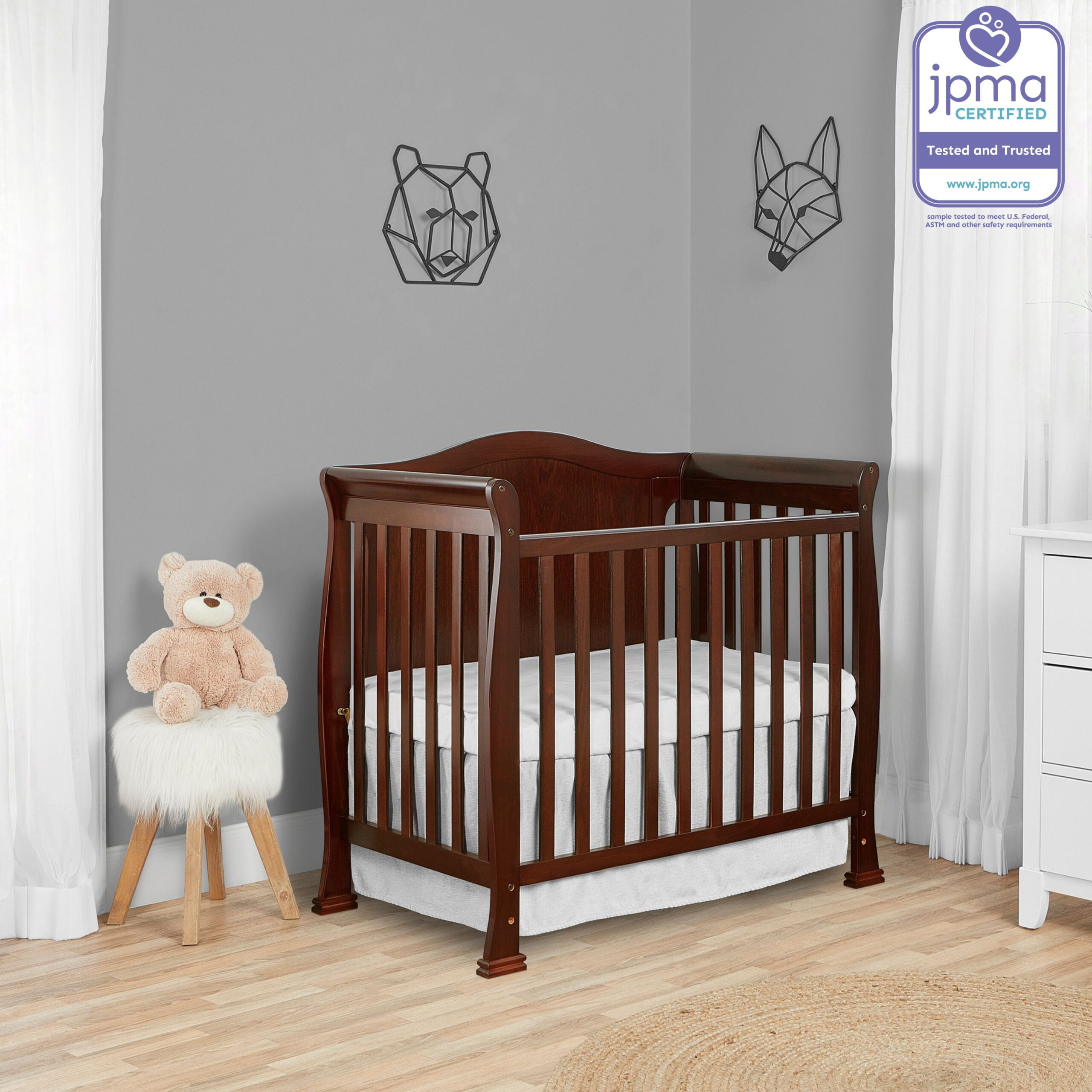 Dream On Me Naples 4-in-1 Convertible Mini Crib. Espresso