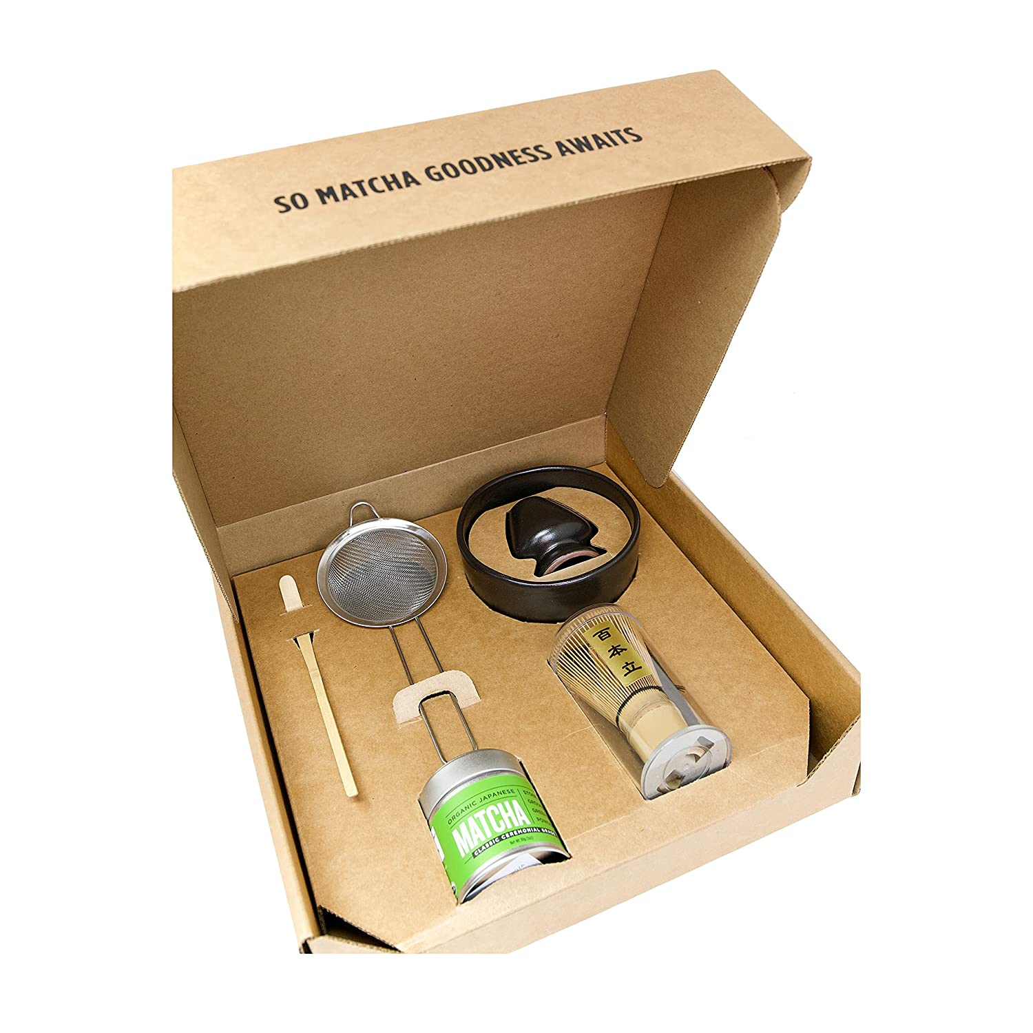 Jade Leaf - Complete Matcha Ceremony Gift Set - Ceremonial Grade Organic Matcha Green Tea Powder Tin. Bamboo Matcha Whisk and Scoop. Stainless Steel Sifter. Stoneware Bowl & Whisk Holder. Prep Guide