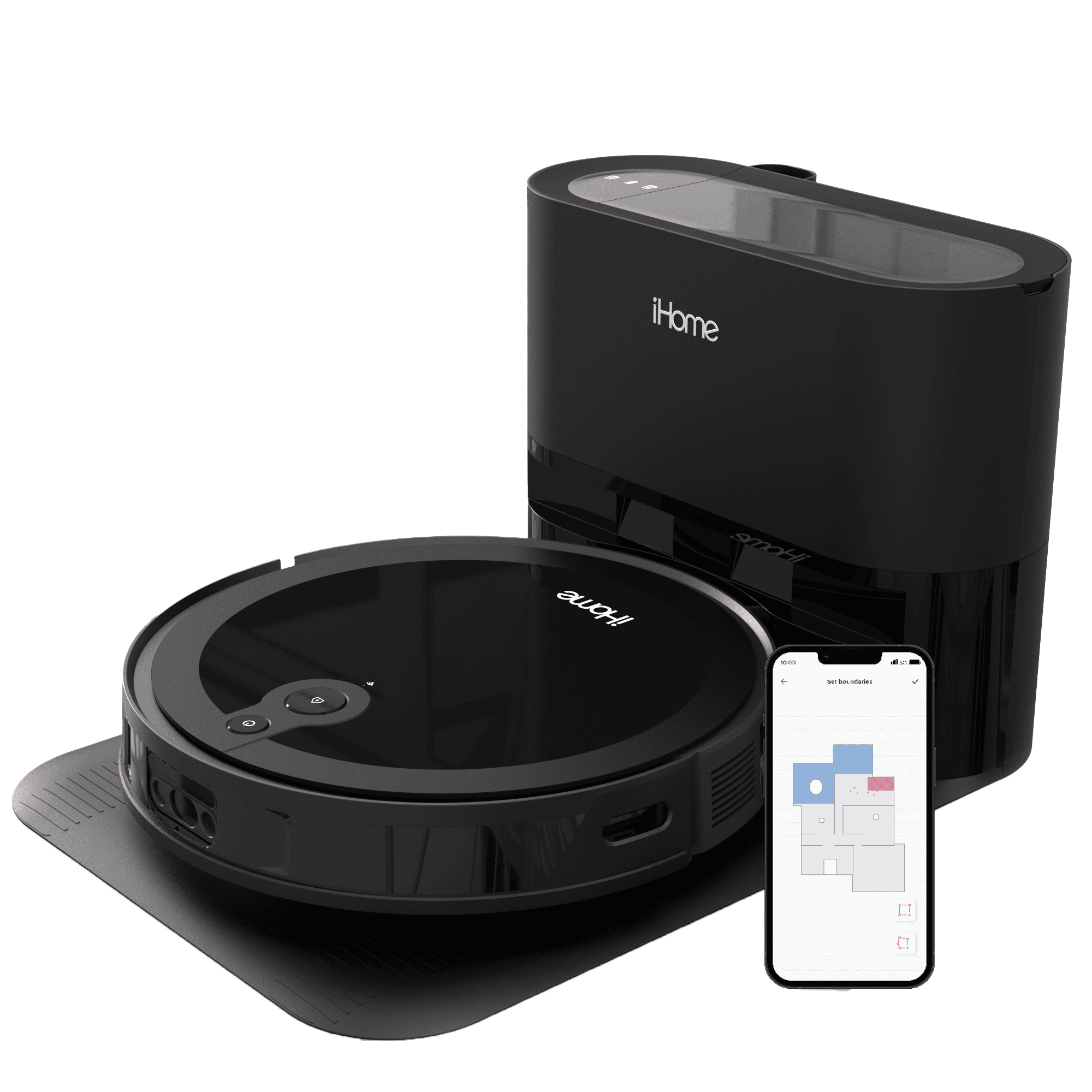 iHome AutoVac Luna Pro 3-in-1 Robot Vacuum and Vibrating Mop with Auto Empty Base