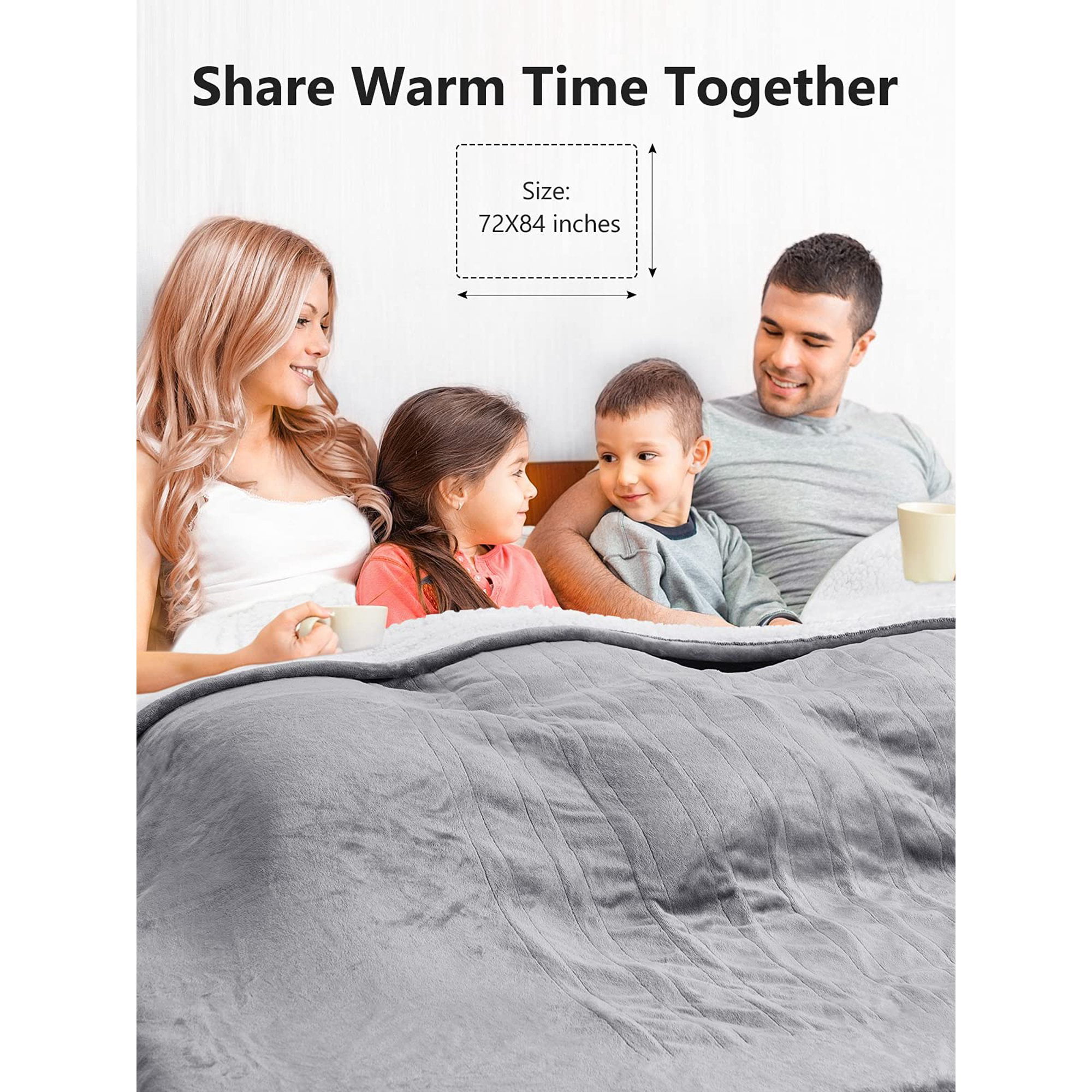 MARNUR Electric Blanket Full Size 72″x84″ Heated Blanket Flannel & Shu Velveteen