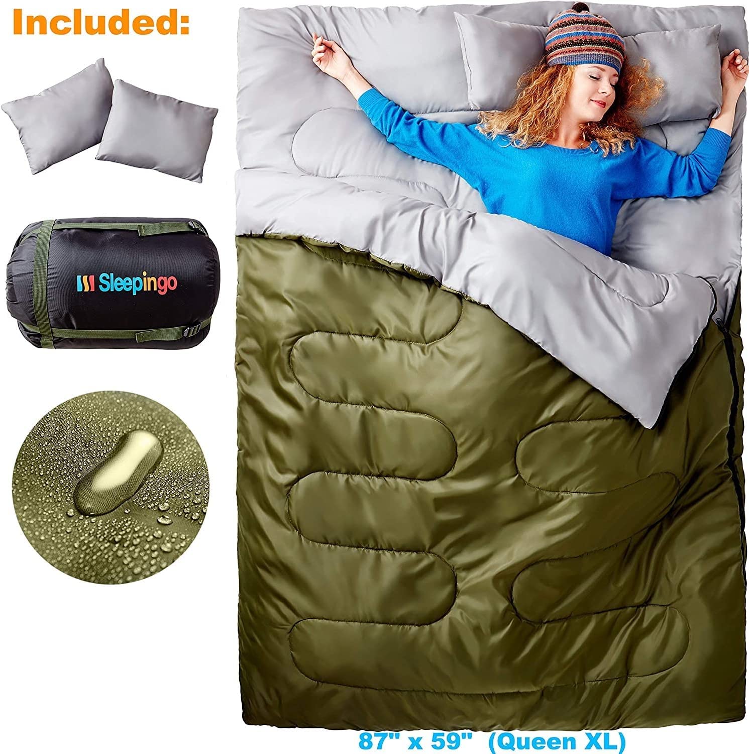 Sleepingo Double Sleeping Bag for Backpacking. Camping. Or Hiking