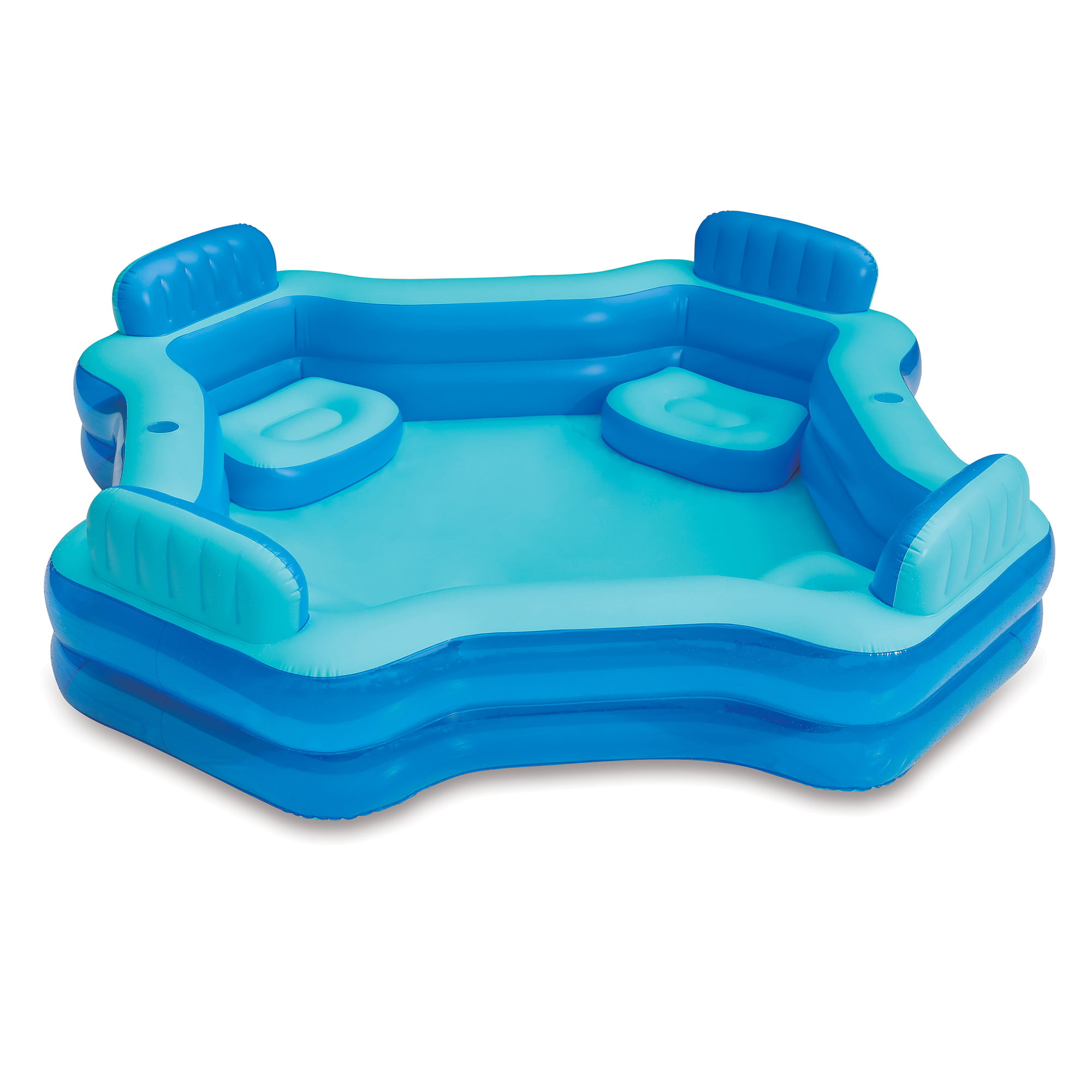 Square Inflatable Deluxe Comfort Family Pool. Blue. Ages 6 and Up. Unisex