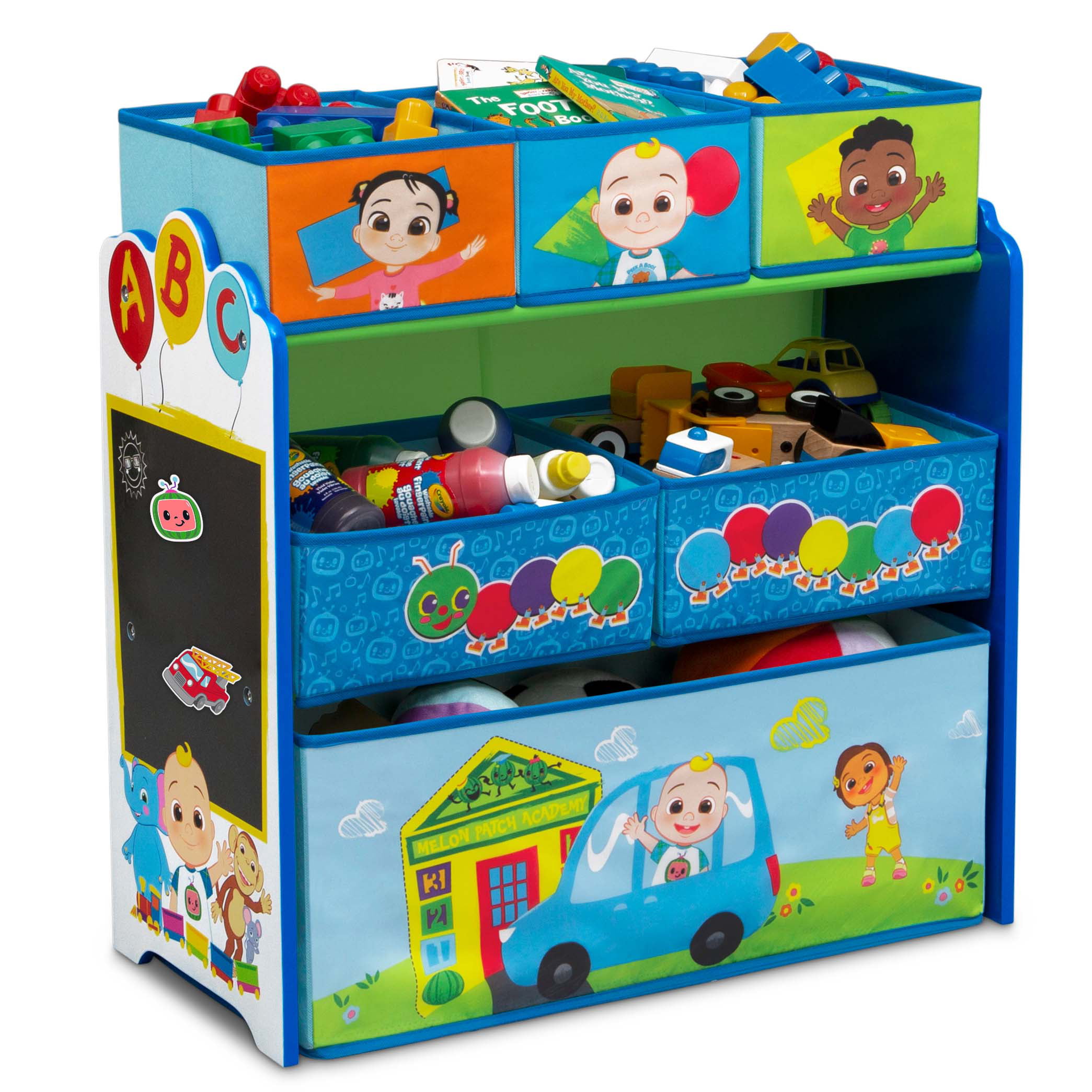 CoComelon 4-Piece Toddler Playroom– Includes Play Table Toy Organizer. Greenguard Gold Certified. Blue/Green