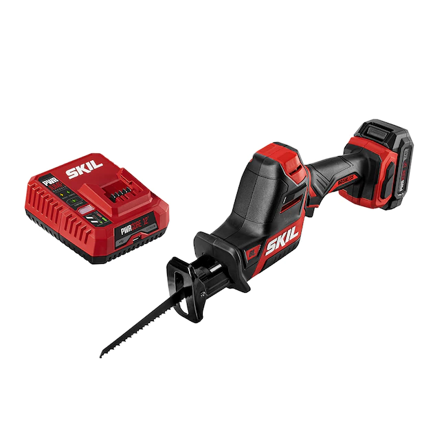 SKIL RS582802 PWR Core 12 Brushless 12V Compact Reciprocating Saw. Includes 2.0Ah Lithium Battery and PWRJump Charger