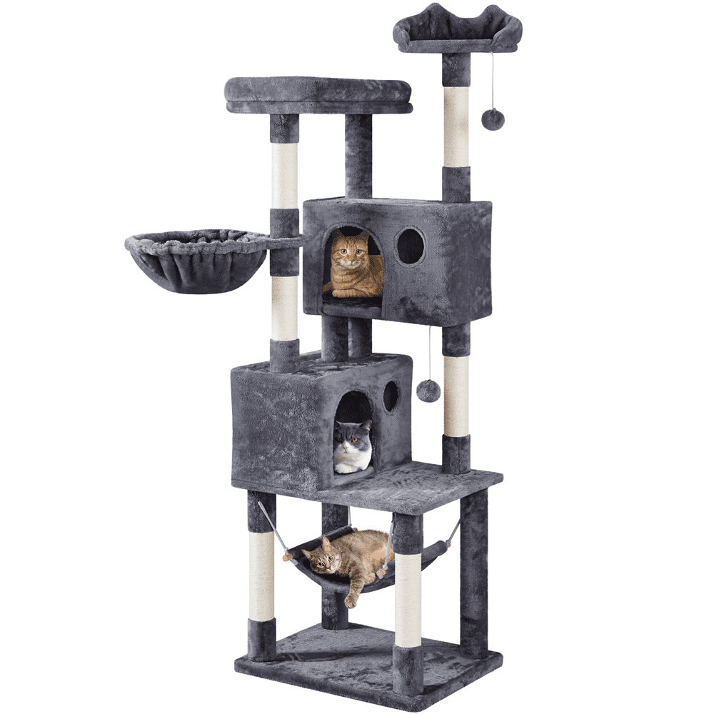 SmileMart 73″H Multi-level Cat Tree Tower with Condos and Perches. Dark Gray
