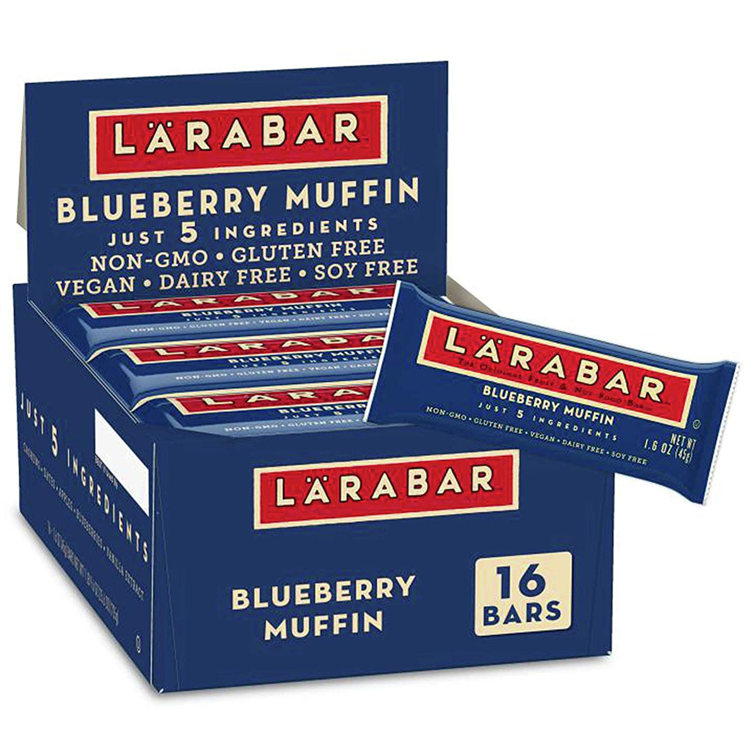 Larabar Bluberry Muffin. Gluten Free Vegan Fruit & Nut Bar. 1.6 oz. 16 ct