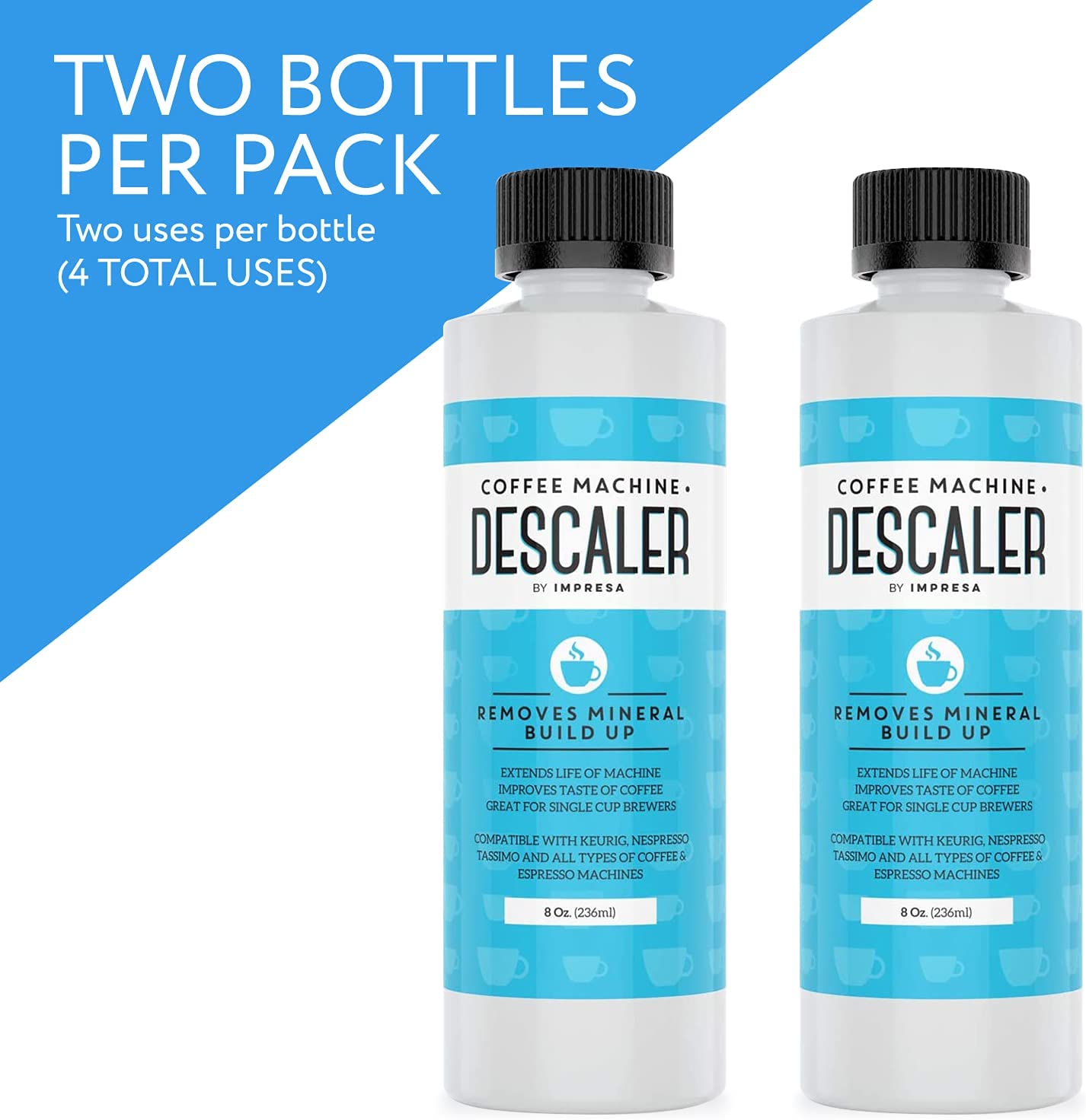 Descaler (2 Pack. 2 Uses Per Bottle) - Made in the USA - Universal Descaling