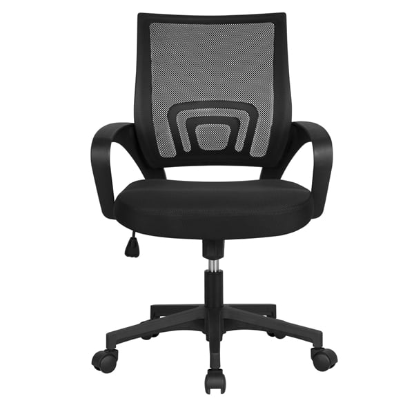 Adjustable Mid Back Mesh Swivel Office Chair with Armrests. Black