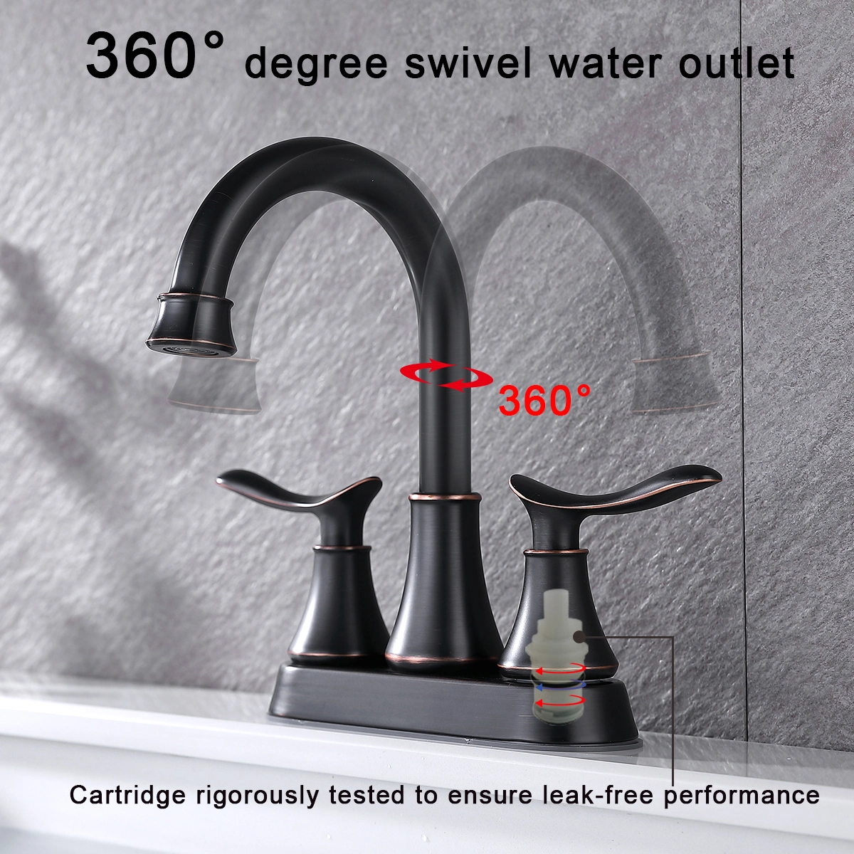 DISCOUNTTODAY 2-Handle 4-Inch Oil Rubbed Bronze Bathroom Faucet. Bathroom Vanity Sink Faucets with Pop-up Drain and Supply Hoses 14.1×7.2×4 inches
