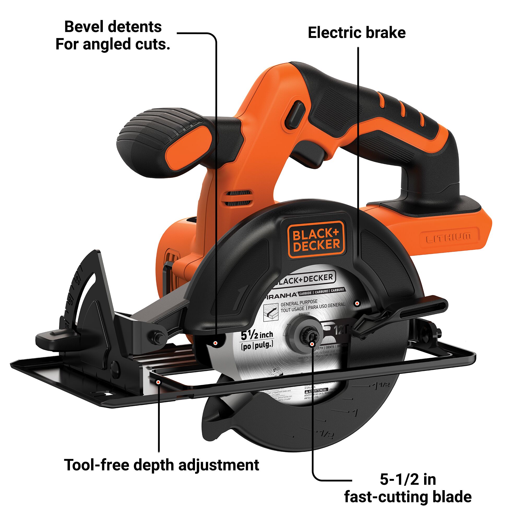 BLACK+DECKER 20-volt Max 5-1/2-in Cordless Circular Saw (Bare Tool)