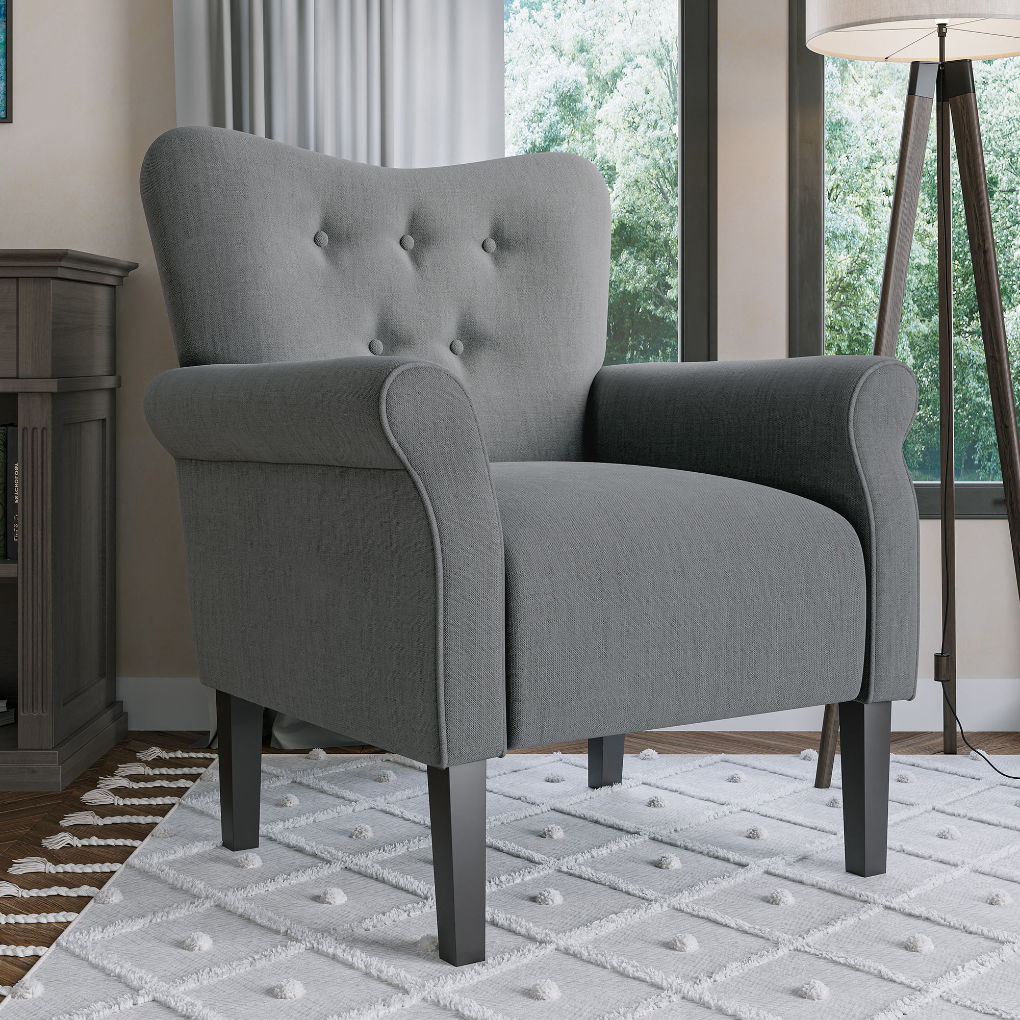 BELLEZE Accent Chair Armchair for Living Room - Allston (Gray)