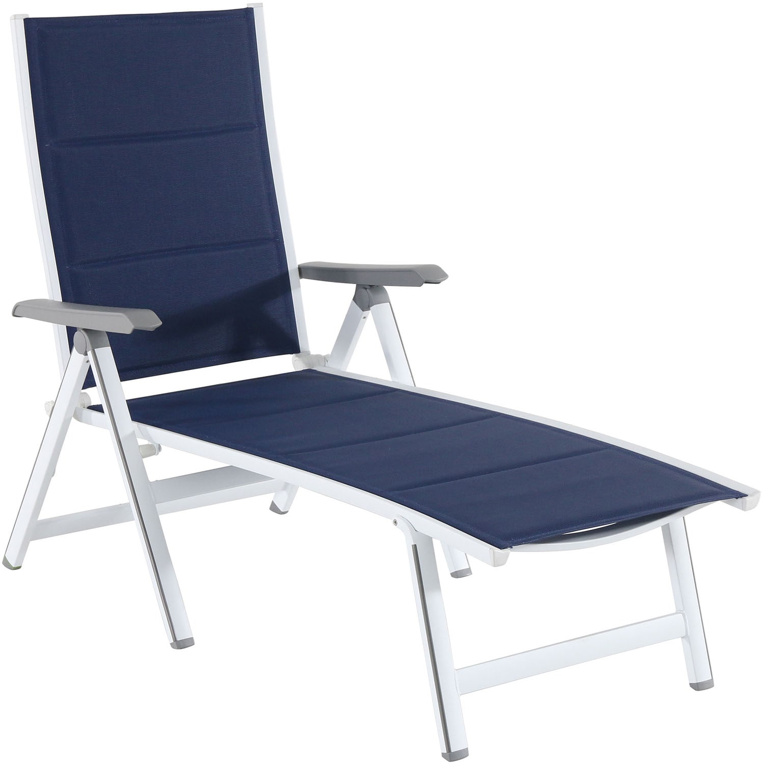 Hanover Regis White Metal Frame Stationary Chaise Lounge Chair(s) with Blue Sling Seat