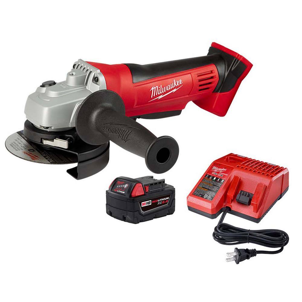 Milwaukee 48-59-1850-2680-20 M18 18V Lithium-Ion Cordless 4-1/2 in. Cut-Off/Grinder with M18 Starter Kit (1) 5.0Ah Battery and Charger