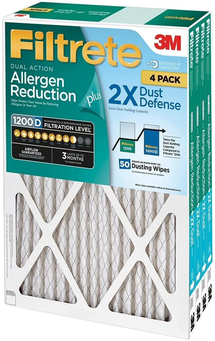 Filtrete Dual-Action Micro Allergen Plus 2X Dust Defense Filter 20x25x1 (4-pk.)