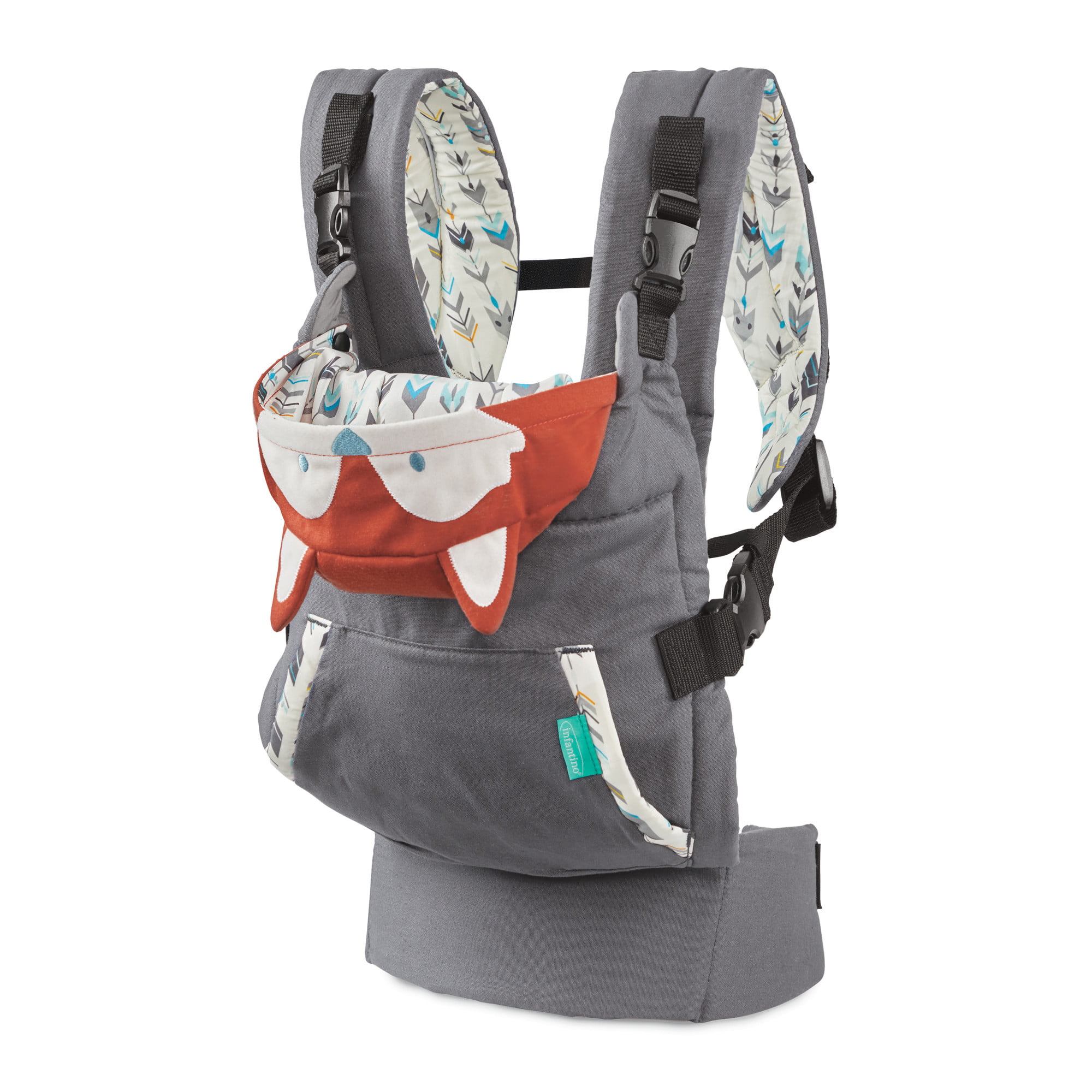 Infantino Cuddle Up Ergonomic Hoodie Baby Carrier. 2-Position. Gray Fox
