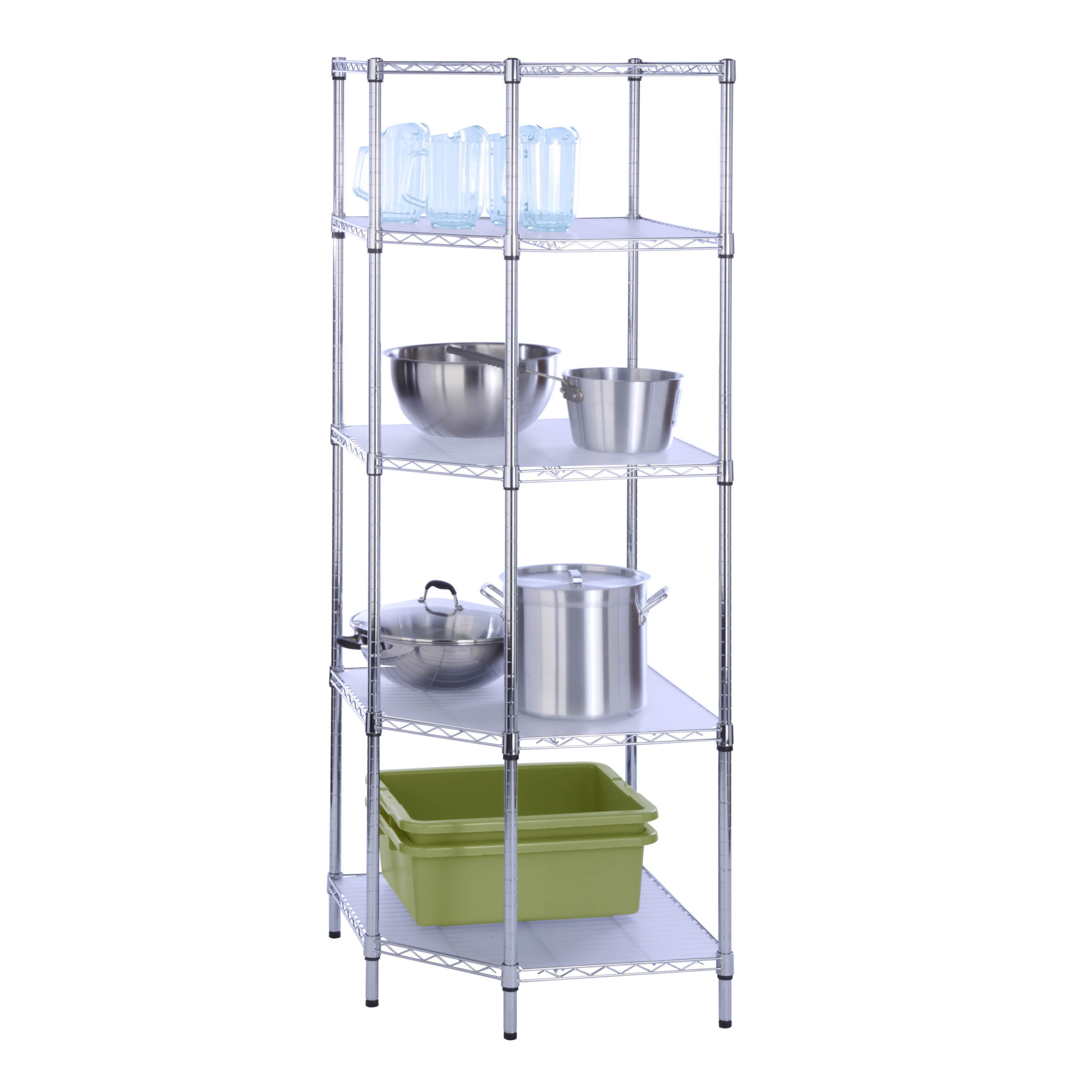 Honey Can Do 5-Tier chrome corner shelf. Basement/Garage