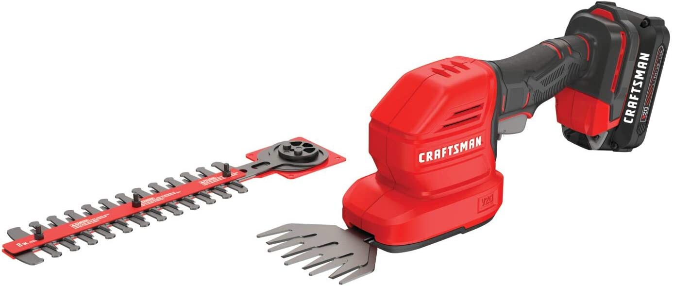 CRAFTSMAN V20 Cordless Handheld Grass Trimmer and Mini Hedge Trimmer Kit (CMCSS800C1).Red