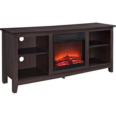 Walker Edison Traditional Fireplace TV Stand for TVs up to 64″ - Espresso