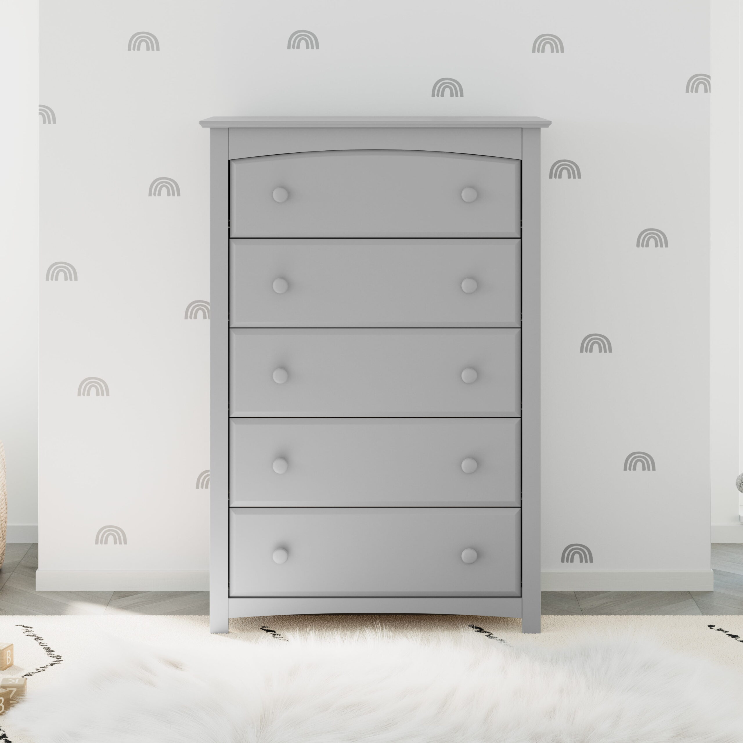Storkcraft Kenton 5 Drawer Modern Vertical Dresser Pebble Gray