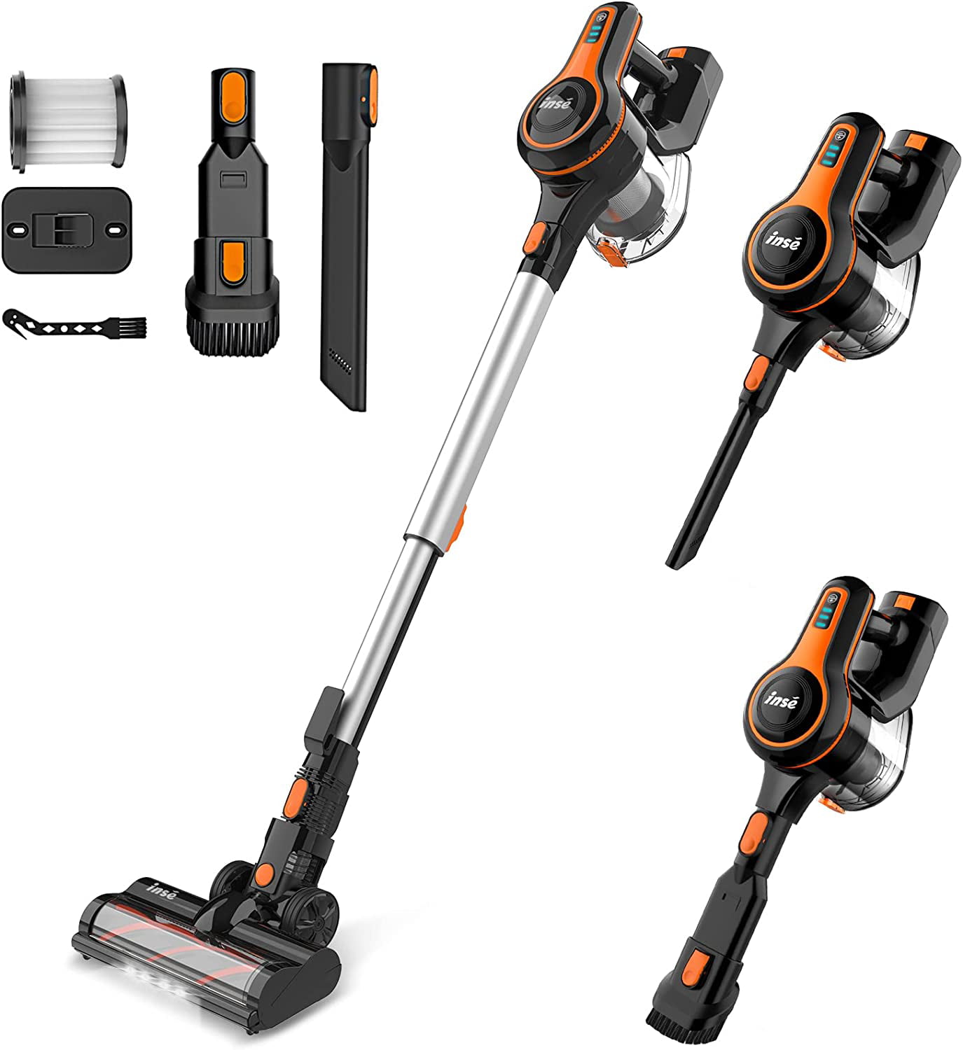 INSE 4-in-1 Cordless Vacuum with Brushless Motor Stick Vacuum Cleaner 23 Kpa for Hard Floors Carpet Pet Hair