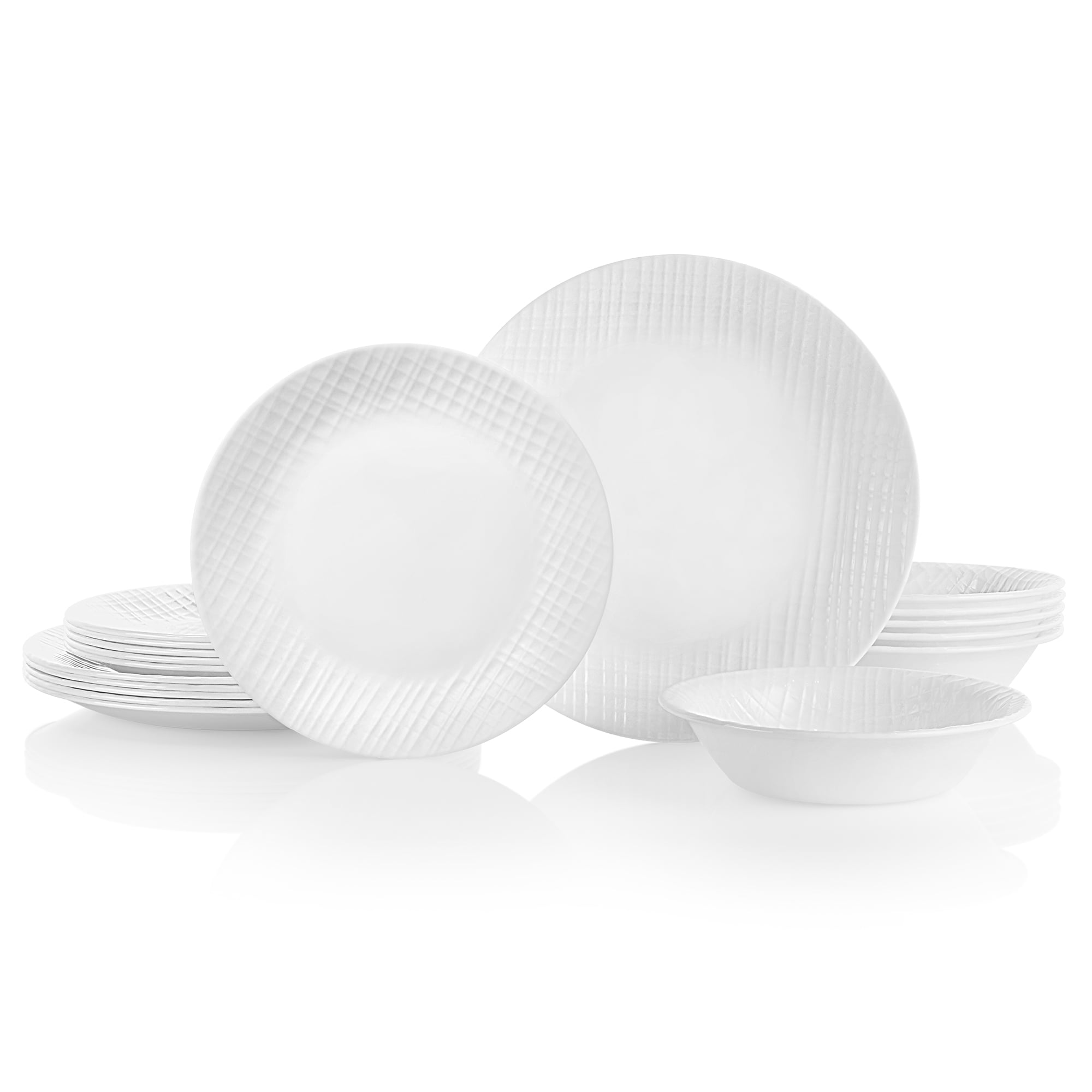 Corelle Linen Weave 18-piece Dinnerware Set. Service for 6