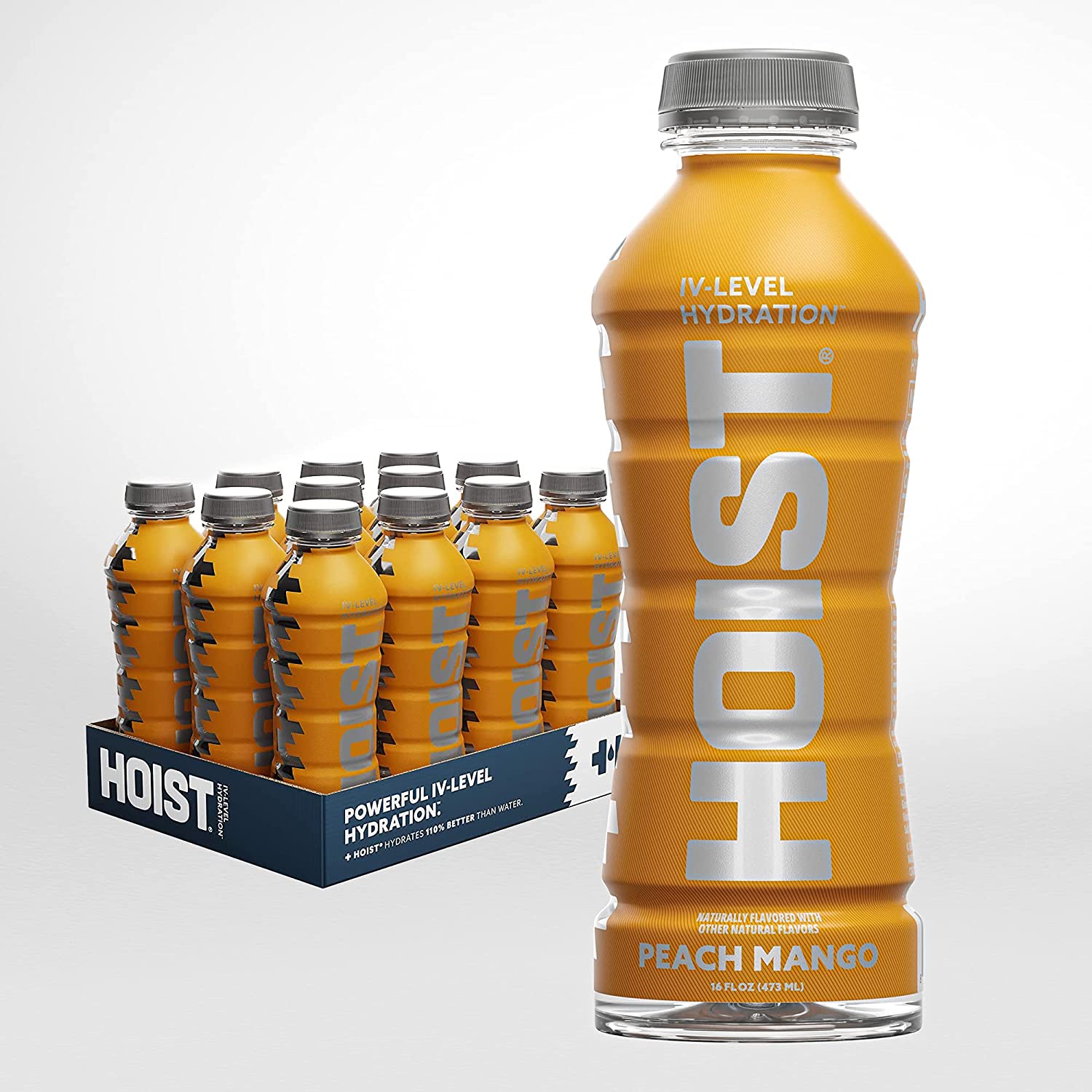 HOIST Premium Hydration Electrolyte Drink. Powerful IV-Level Hydration. Peach Mango