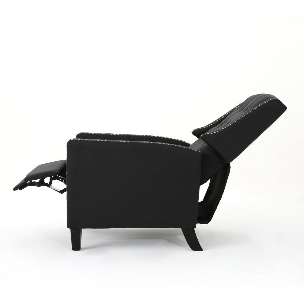 Noble House Izidro Tufted Dark Charcoal Fabric Recliner with Stud Accents