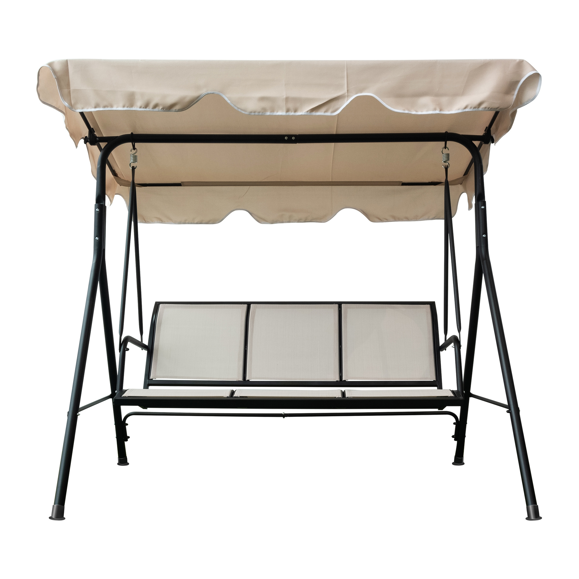 Upland 3-Seater Outdoor Adjustable Canopy Porch Swing Chair for Patio. Garden. Poolside. Balcony w/Armrests. Textilene Fabric. Steel Frame