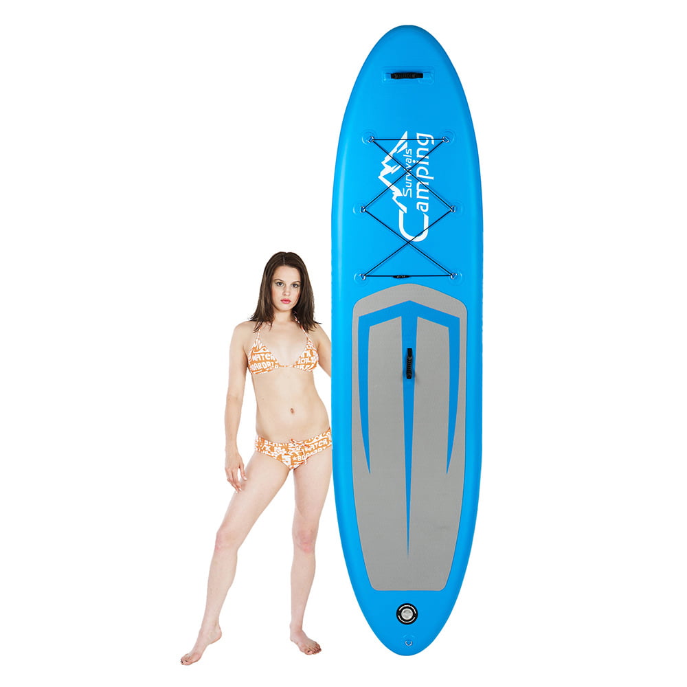 Camping Survivals 11 Ft. SUP Inflatable Paddle Board. with Fin. Pump. Paddle & Carry Bag. 6 In. Thick