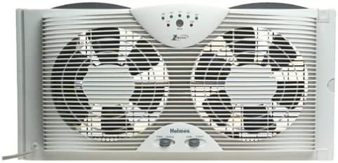 Holmes Dual 8″ Blade Twin Window Fan with LED One Touch Thermostat Control