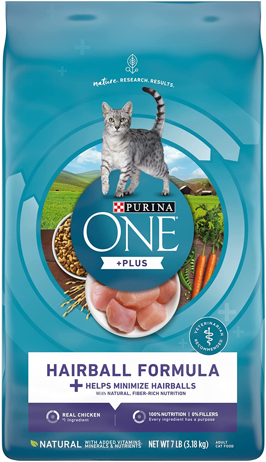 Purina ONE Natural Dry Cat Food for Hairball Control. +PLUS Hairball Formula - 7 lb. Bag