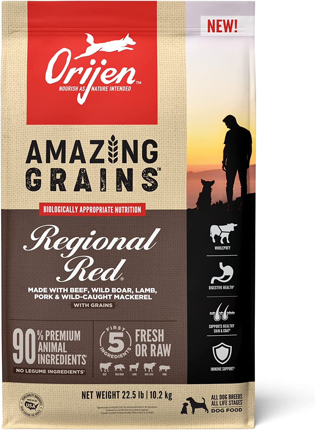 ORIJEN Amazing Grains Regional Red High Protein Dry Dog Food