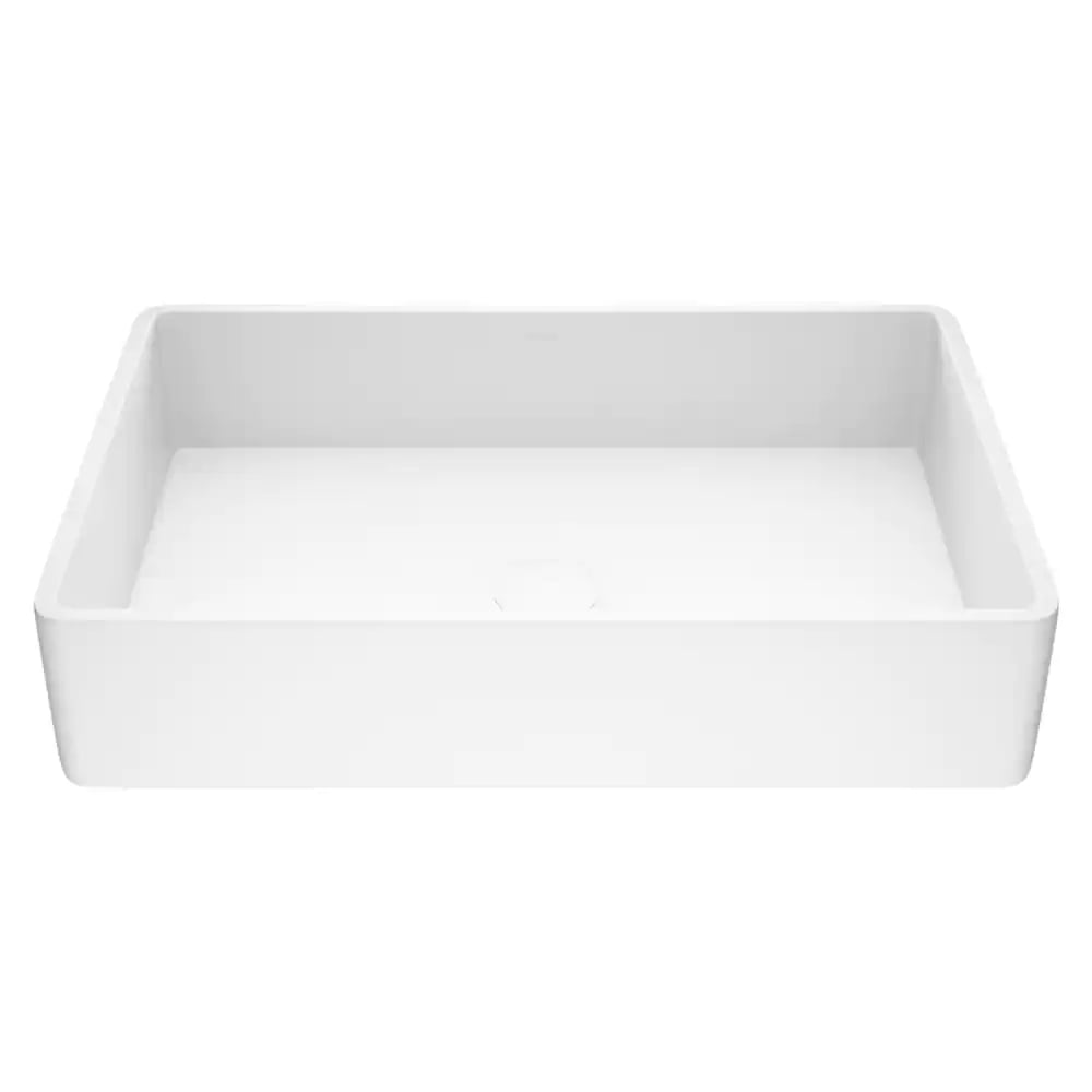 VIGO Matte Stone Magnolia Composite Rectangular Vessel Bathroom Sink. White