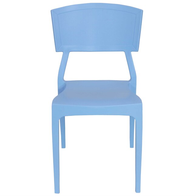 Sunnydaze Decor TLA-216-2PK 2 Stackable Blue Plastic Frame Stationary Dining Chair(s) with Solid Seat